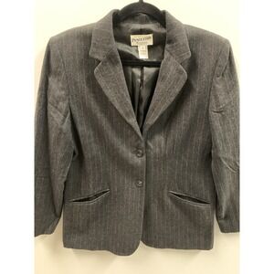 Vintage Pendleton Woman's Size 6 100% Virgin Wool Gray Pinstripe Blazer Jacket